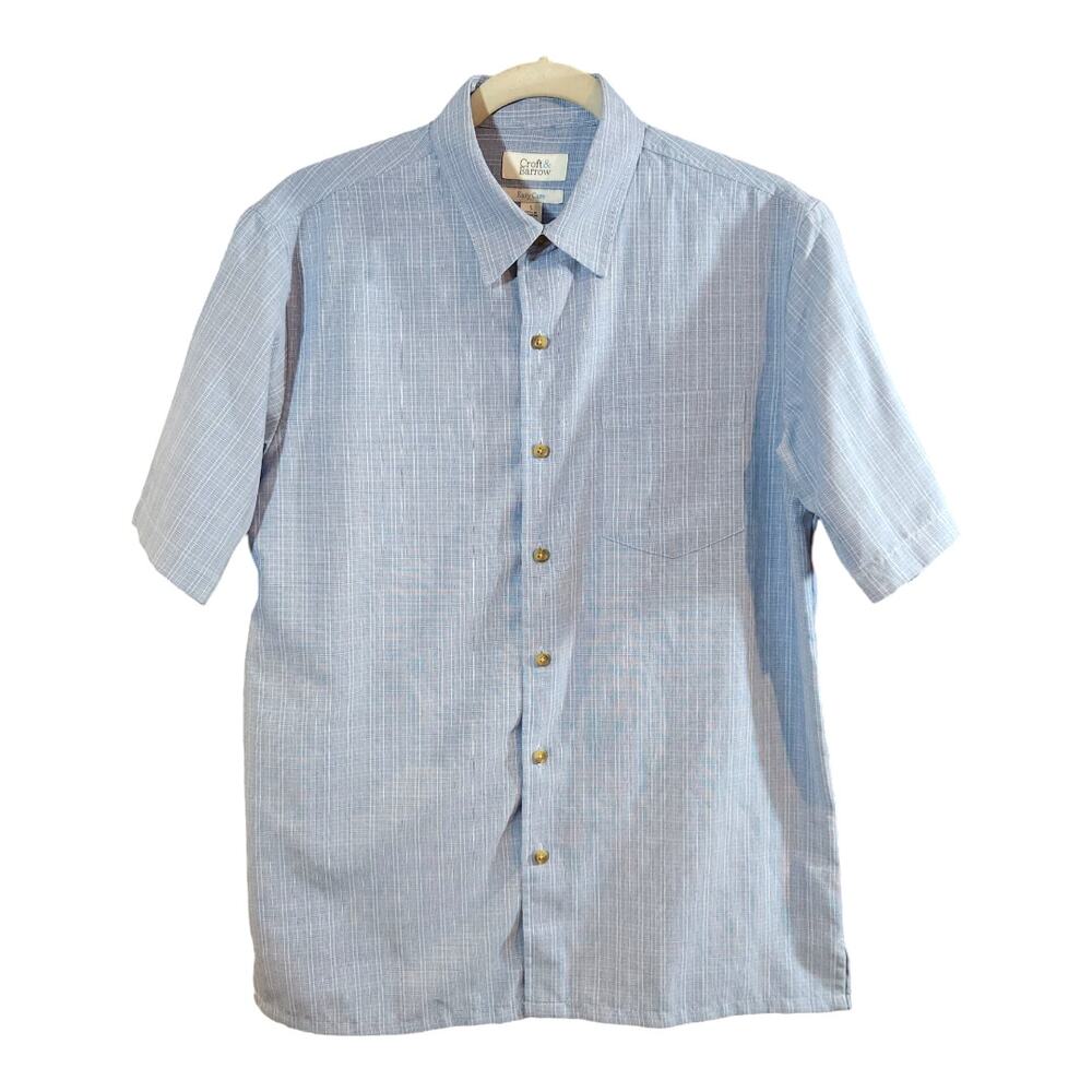 Croft & Barrow Easy Care Short Sleeve Button-front Shirt in Blue Plaid Men's S